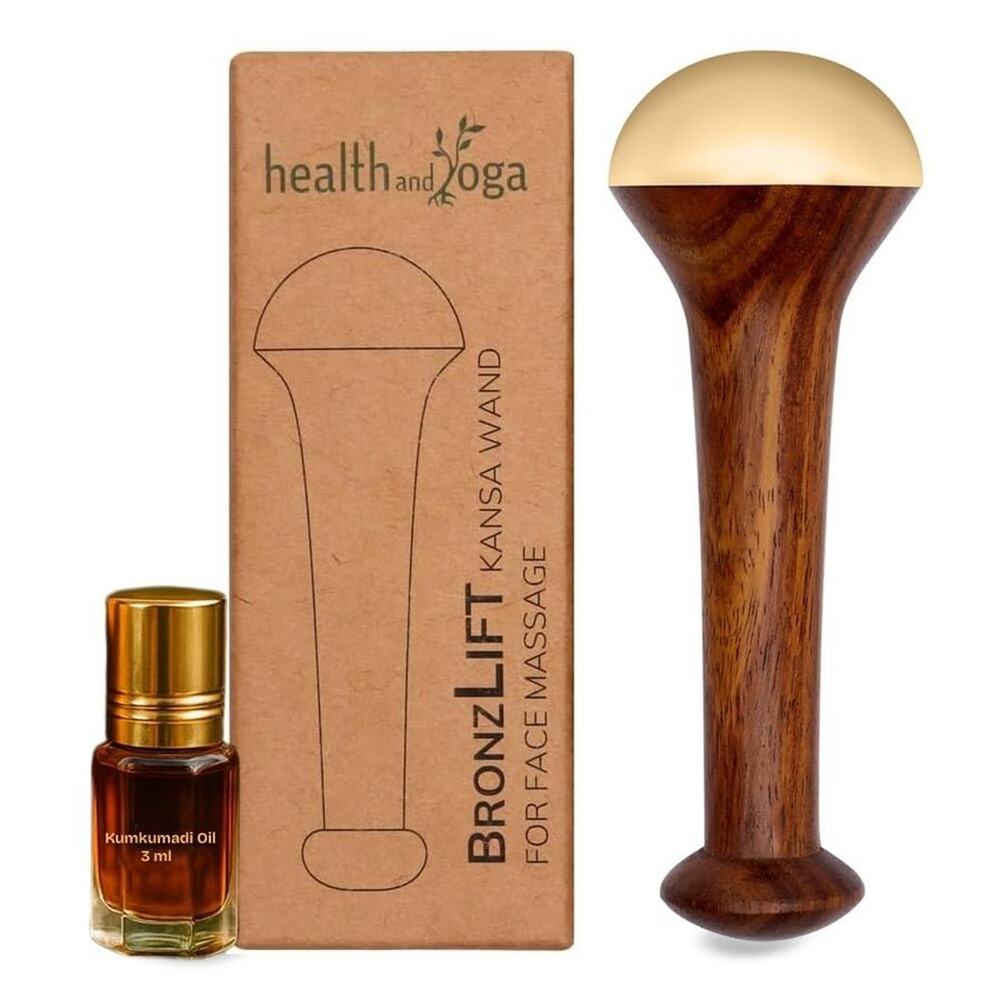 Bronzlift Kansa Face Massager and Kumkumadi Face Oil Trial Vial - Kansa Wand A